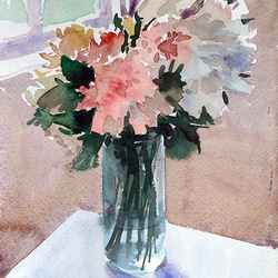妖精と花の水彩画 ハンドメイド　専用出品 透明水彩 原画「花シリーズ12」 絵画 nara watercolor 通販