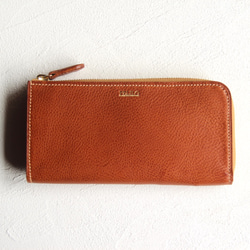tocon（棕色）工匠手工縫製的L形拉鍊錢包/意大利Minerva盒子和Buttero皮革。 第1張的照片