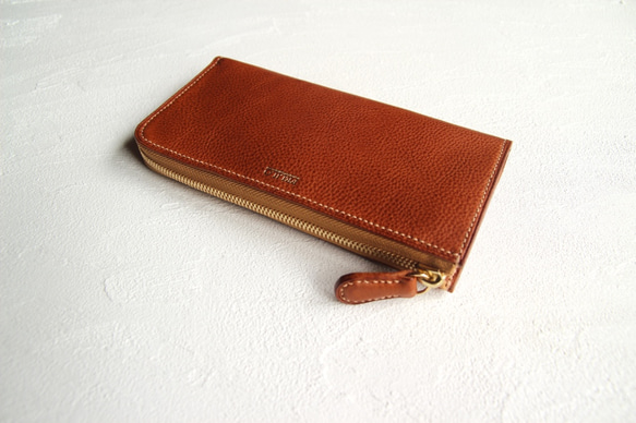 tocon（棕色）工匠手工縫製的L形拉鍊錢包/意大利Minerva盒子和Buttero皮革。 第9張的照片