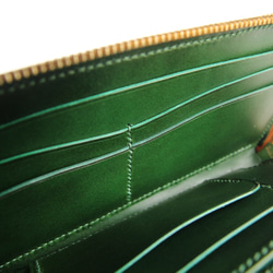 tocon(グリーン）職人が手縫いで仕立てたL字ファスナー長財布/イタリア産ミネルバボックスとブッテーロレザーを使用。 6枚目の画像