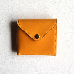 peku 職人が手縫いで仕立てたパスケース付きイエローコンパクト財布/イタリア産ブッテーロレザー使用。 5枚目の画像