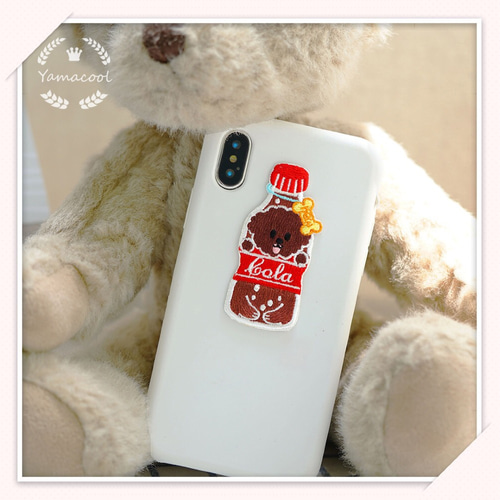 WJ23 スマホ／手帳／シール//刺繍アイロンワッペン 4枚分 可愛い飲み物