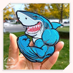XZ07刺繍アイロンワッペン サメ　クマ　筋肉 7枚目の画像