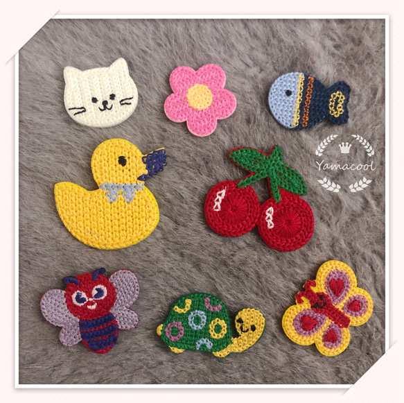 M27 刺繍アイロンワッペン　たっぷり　幼稚園　可愛い動物　8枚分 1枚目の画像