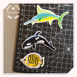【J9】可愛い刺繍アイロンワッペン ★3枚 海底の世界 魚 2枚目の画像