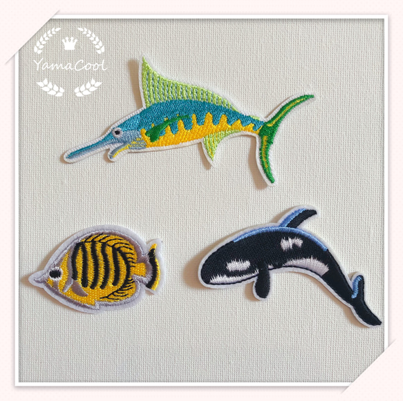 【J9】可愛い刺繍アイロンワッペン ★3枚 海底の世界 魚 3枚目の画像