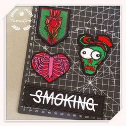 【L18】刺繍アイロンワッペン ★❹枚  No smoking 2枚目の画像