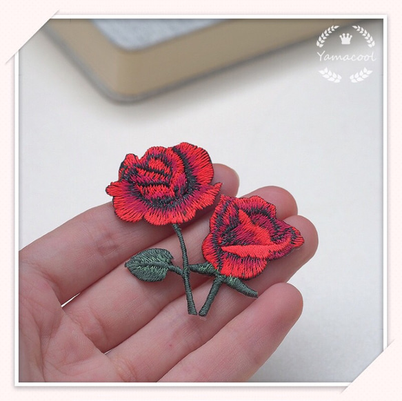 【WJ07】刺繍アイロンワッペン　2枚分　バラ　花 4枚目の画像