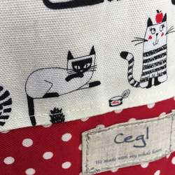 Cegl【入園・入学】「体操着袋 赤×猫」 2枚目の画像