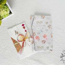 金封袱紗(ふくさ) (金襴 花水玉 ゴールド） ご祝儀袋・袱紗