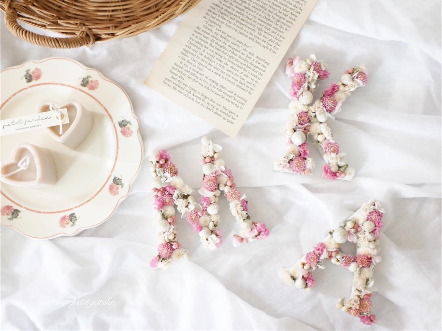 完売】イニシャルキャンドル 紫陽花 アルファベット オブジェ 完売