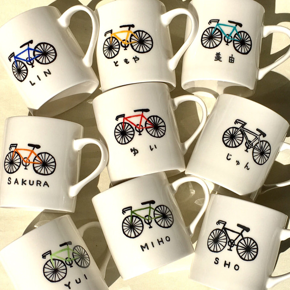 【名入れ】自転車オレンジ マグカップ 5枚目の画像