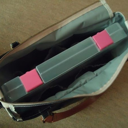 『Creema限定』　A4ファイル対応　通勤バッグ　ブルー系小花　ぷっくりバッグ＾＾ 　ショルダーバッグ　合皮 6枚目の画像