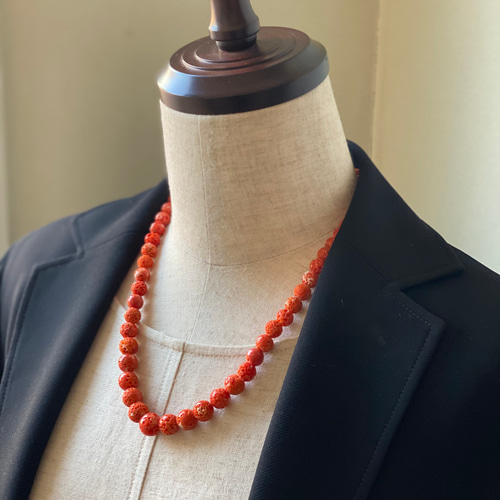 本赤珊瑚大玉ネックレス　45g 東Y7-0129☆2Fトトカ 神秘の宝石・赤珊瑚の【す玉】ネックレス ネックレス・ペンダント