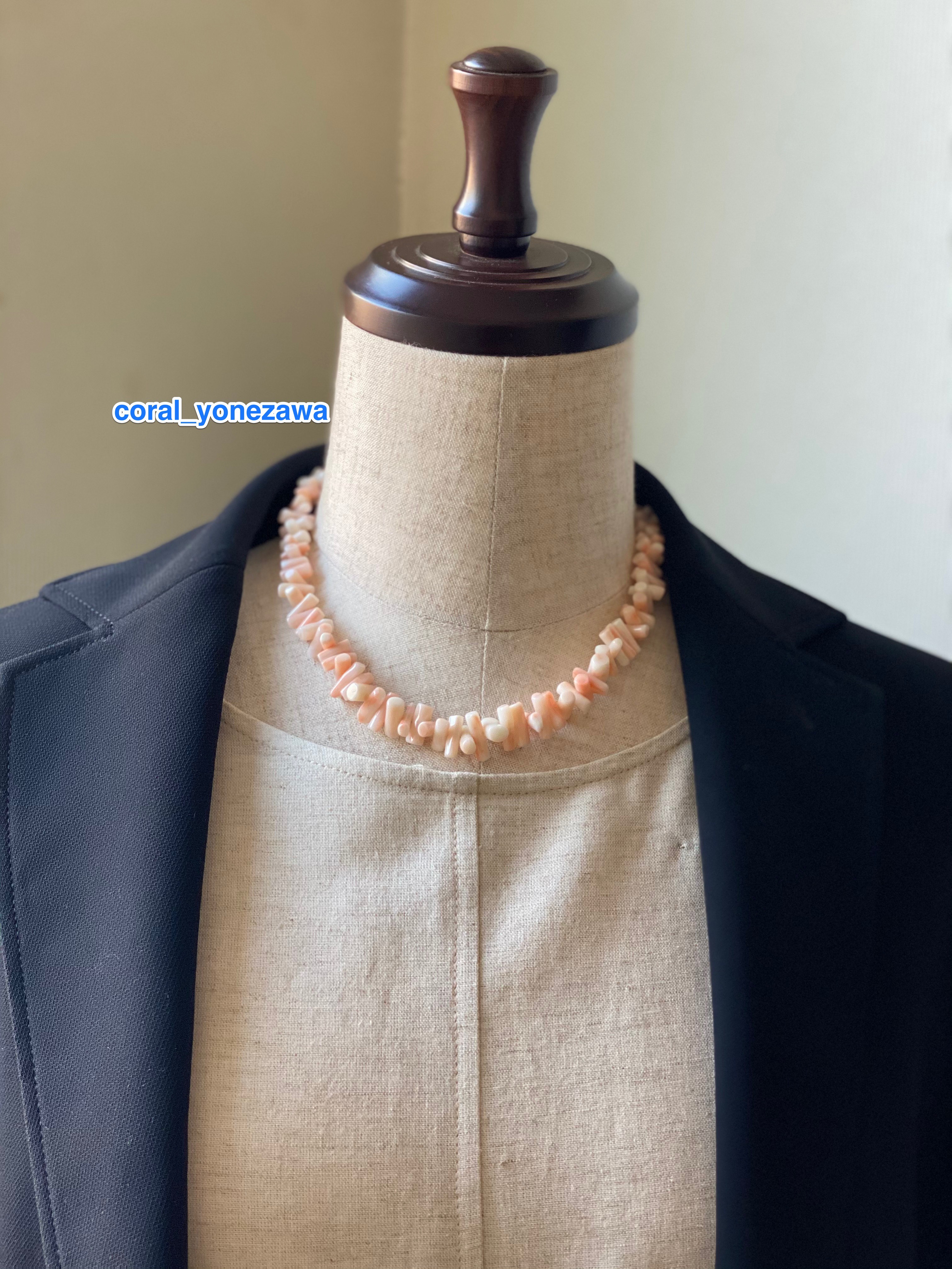 淡桃色・宝石珊瑚ナチュラルネックレス《アジャスター付き》