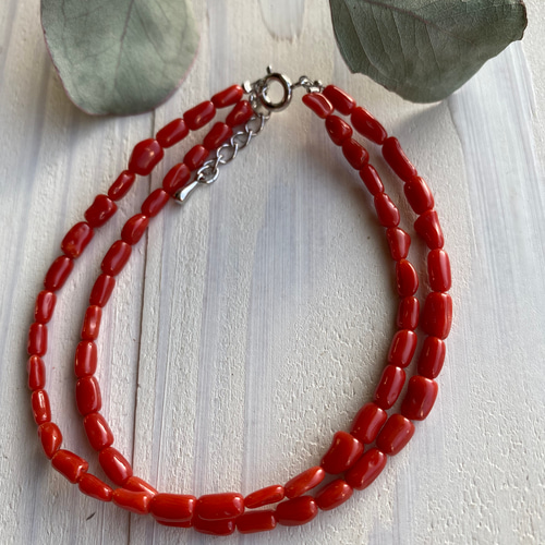 楽*み様 珊瑚のネックレスとブレスレット 赤珊瑚 コーラル 2連ネックレス・ブレスレットセット 【公式通販】