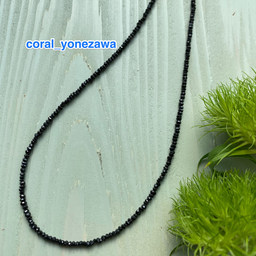 ブラックスピネル大粒ペンダント✖️モアサナイトネックレス2ミリ ブラックスピネルネックレス 2mm 40cm 45cm ブラックストーン