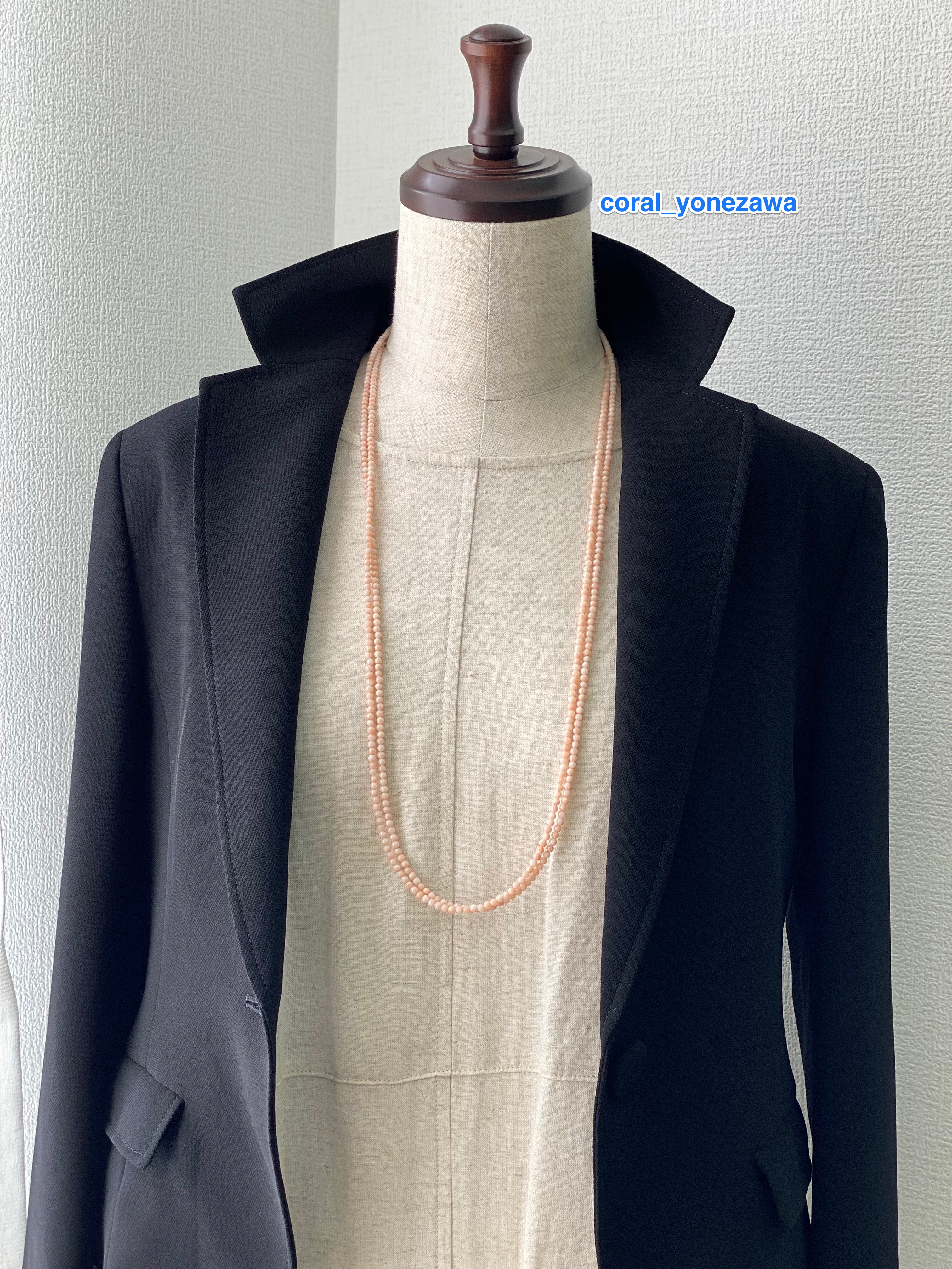 珊瑚ロングネックレス【2連】桜ぴんく