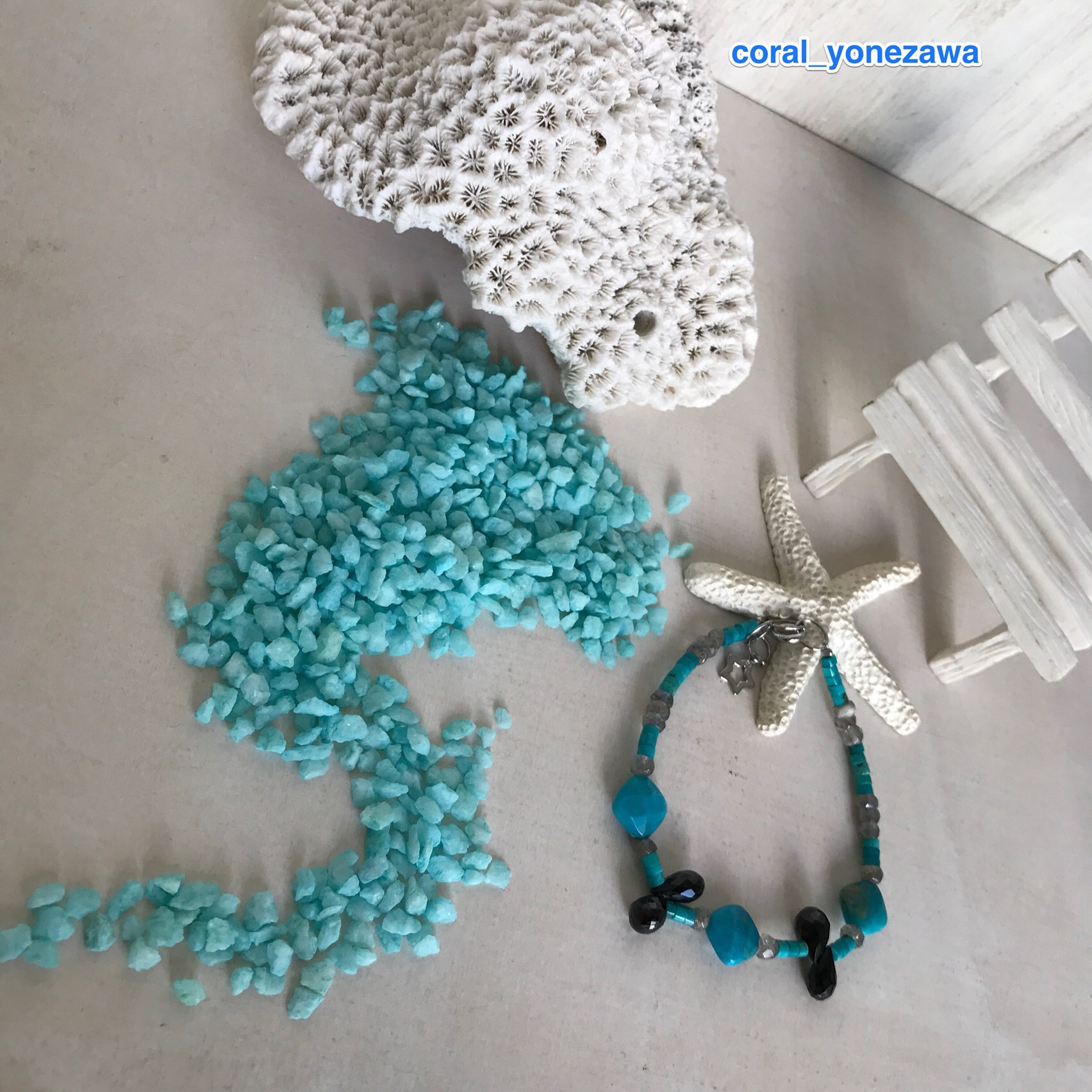 ブレスレット( ˊᵕˋ* )ターコイズ&ブラックスピネル&ラブラドライト