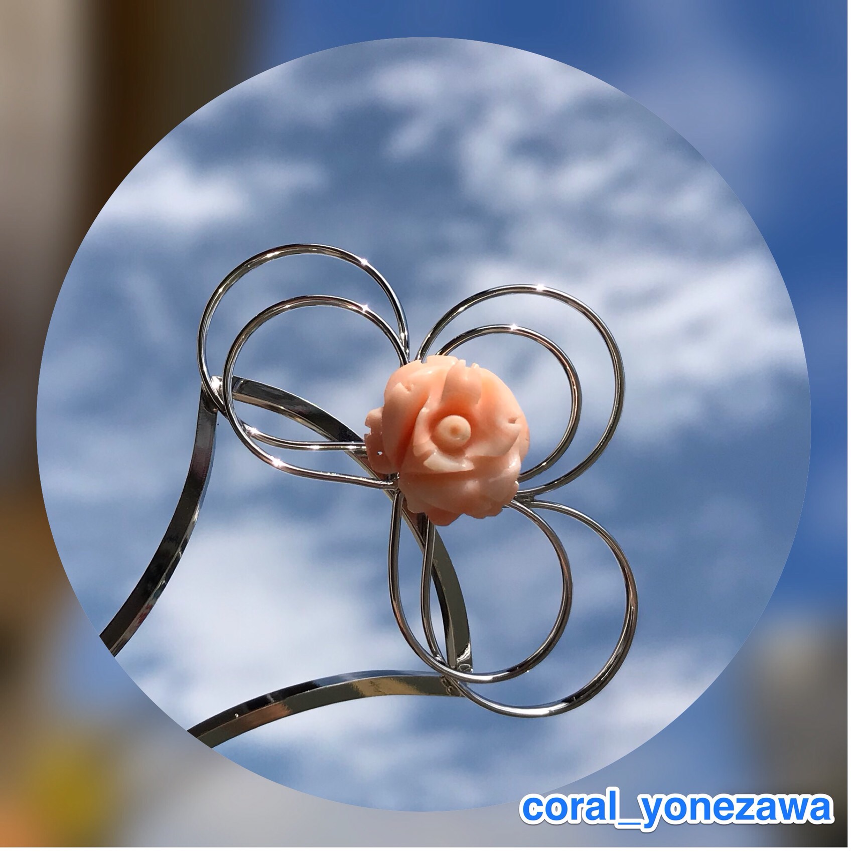 rose彫刻の花かんざし