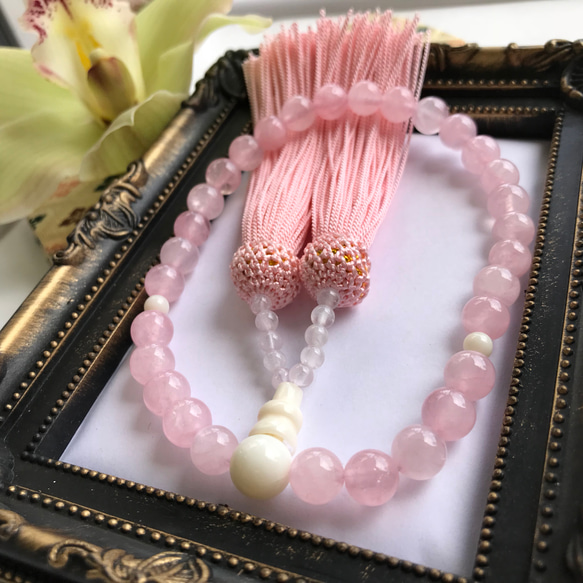 【再・再・再・再販】ローズクォーツ数珠（ピンク色房） 2枚目の画像