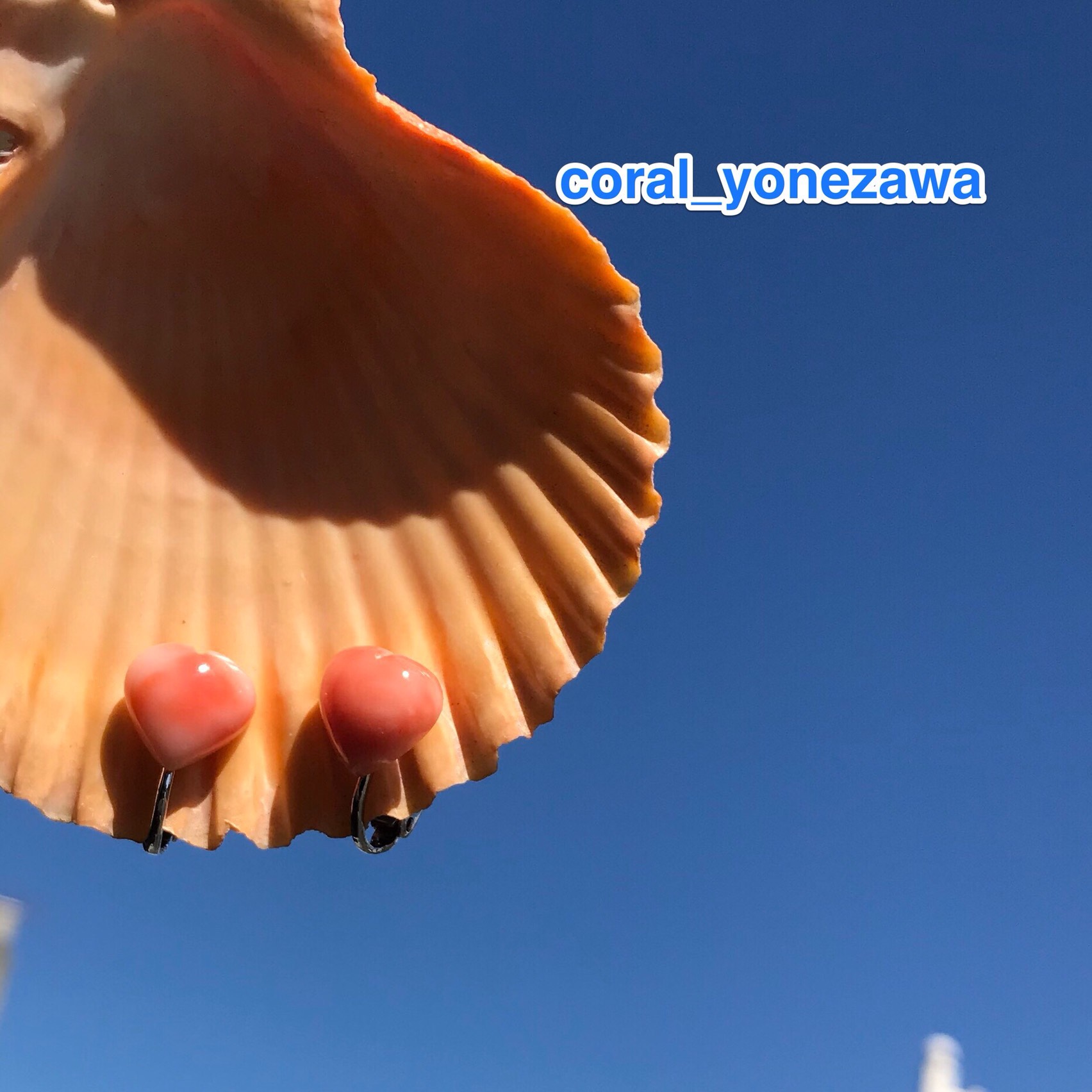 ♡coralハートのイヤリング♡