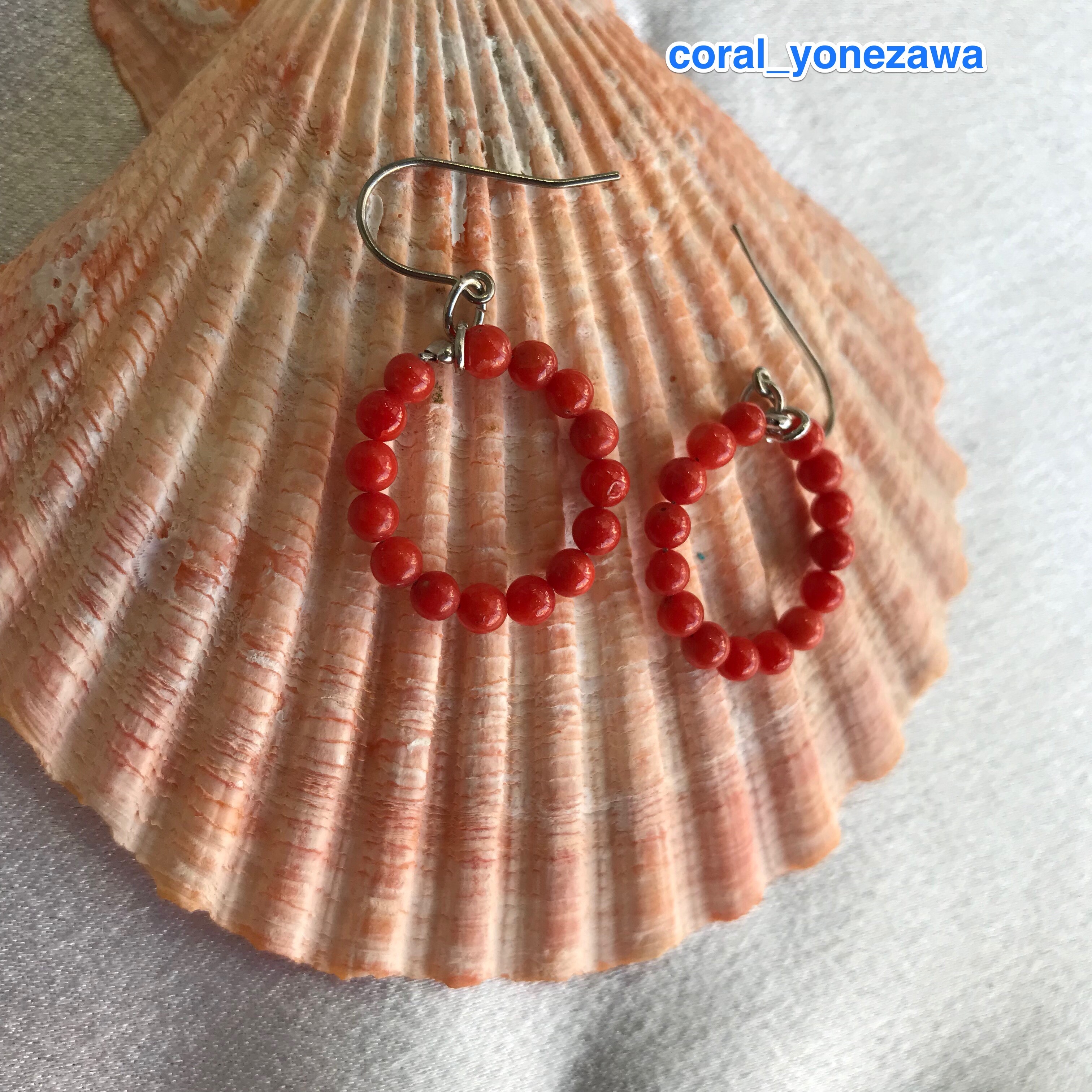 coralフープピアス〜フックスイング〜