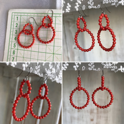 red coralダブルフープピアス 5枚目の画像