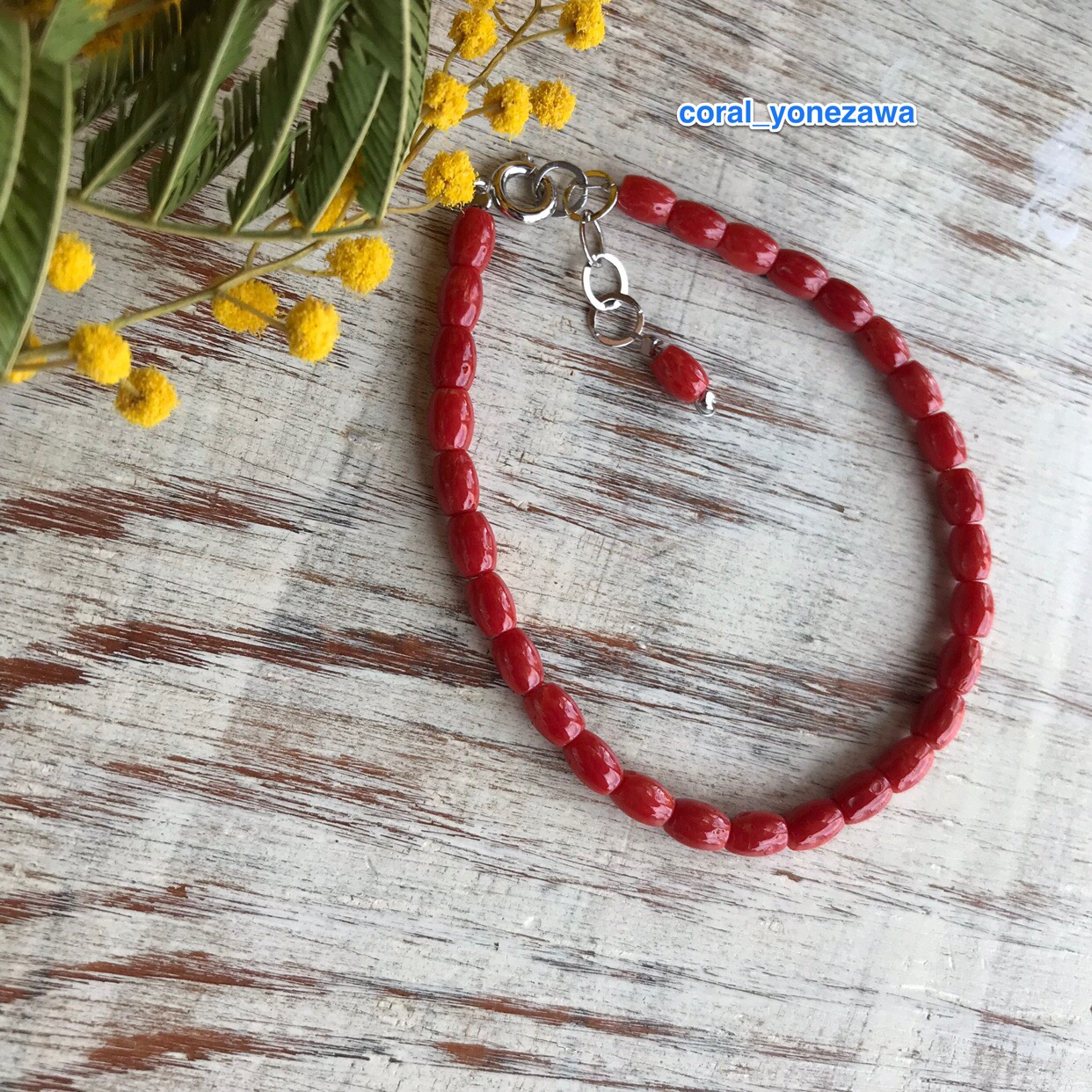 赤珊瑚ブレスレット〜誕生石・お守り・招福〜タ