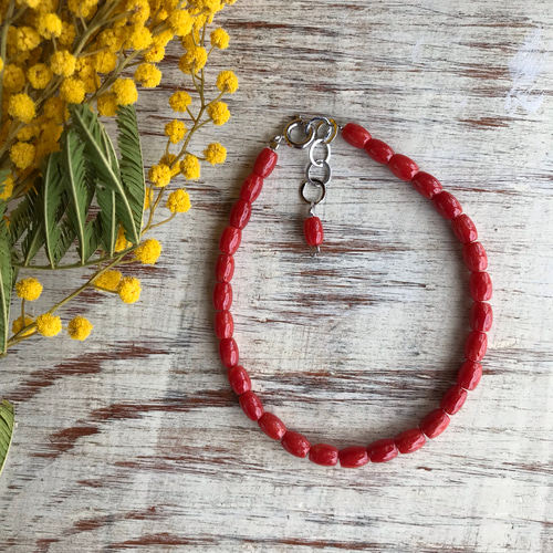 赤珊瑚ブレスレット〜誕生石・お守り・招福〜タ ブレスレット coshiyo