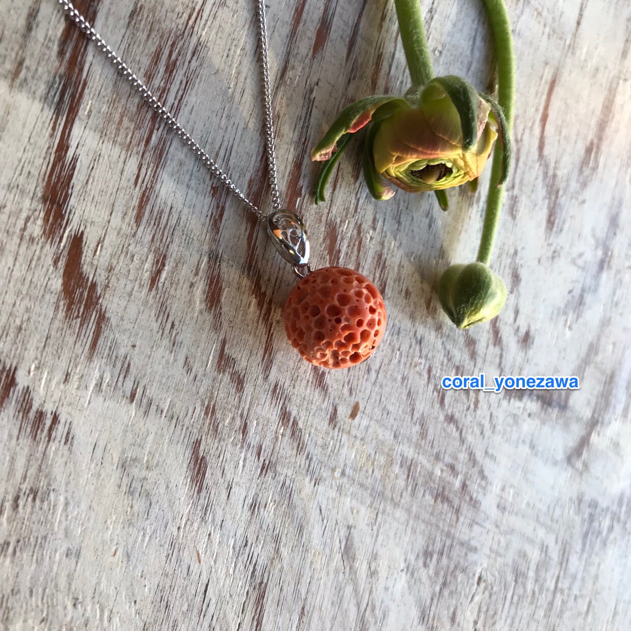 神秘的な珊瑚のペンダント〜す玉〜