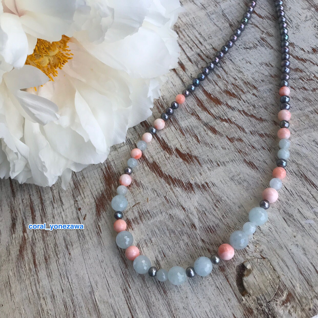 3月・6月生まれさんには特におススメオリジナルデザインネックレス・アクアマリン・コーラル・パール