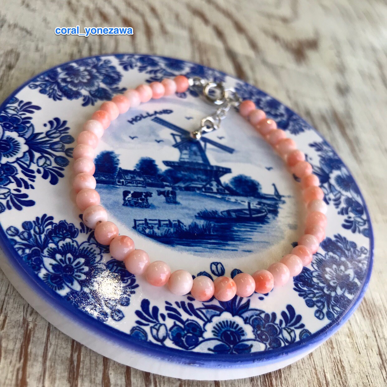 深海の宝石【宝石珊瑚】ピンクカラーボールブレスレット 4,510円