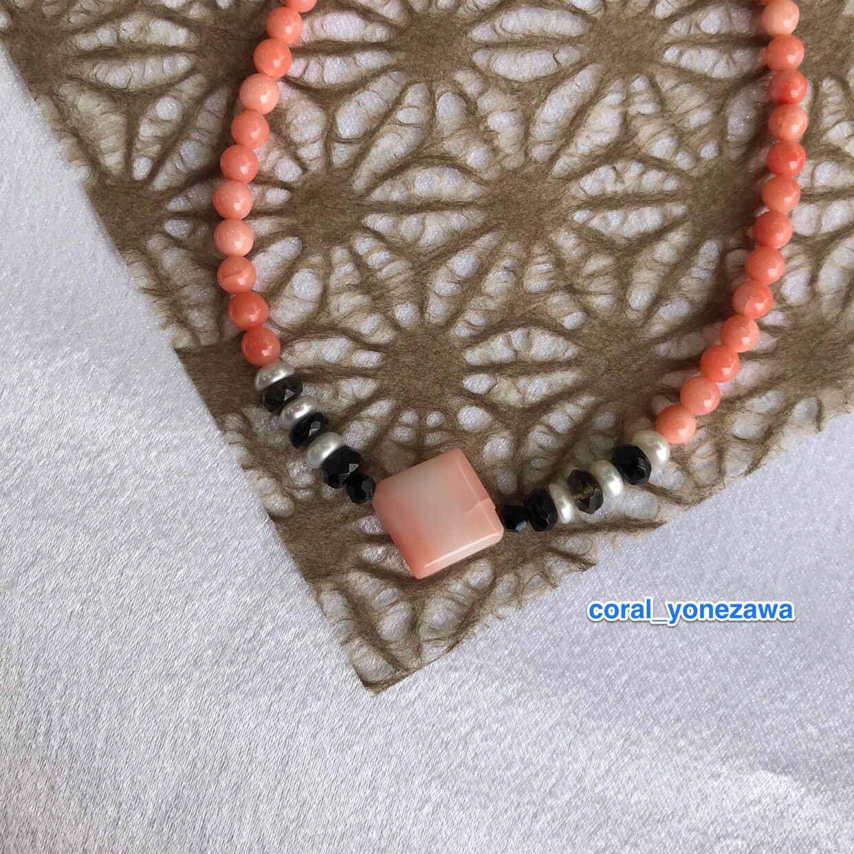 宝石珊瑚ネックレス【◇◆◇スクエア◇◆◇】