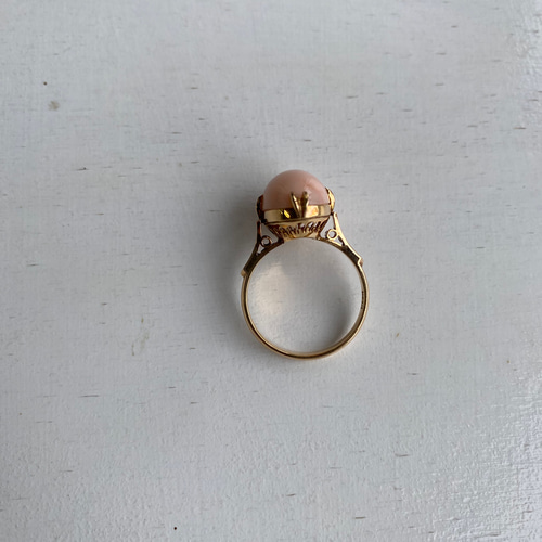 アウトレット】宝石珊瑚・アンティークデザイン18金リング 指輪