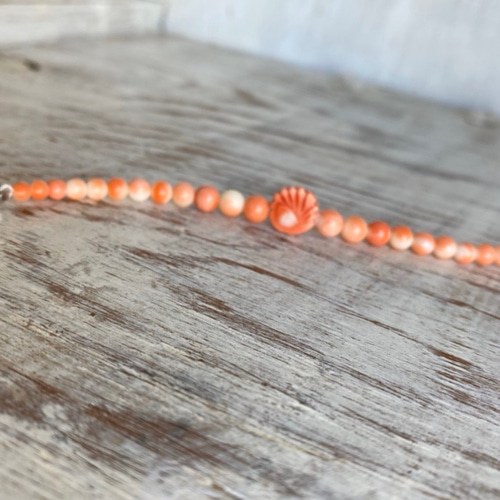 珊瑚根付け☆鯛☆ストラップ☆絹糸根付け紐