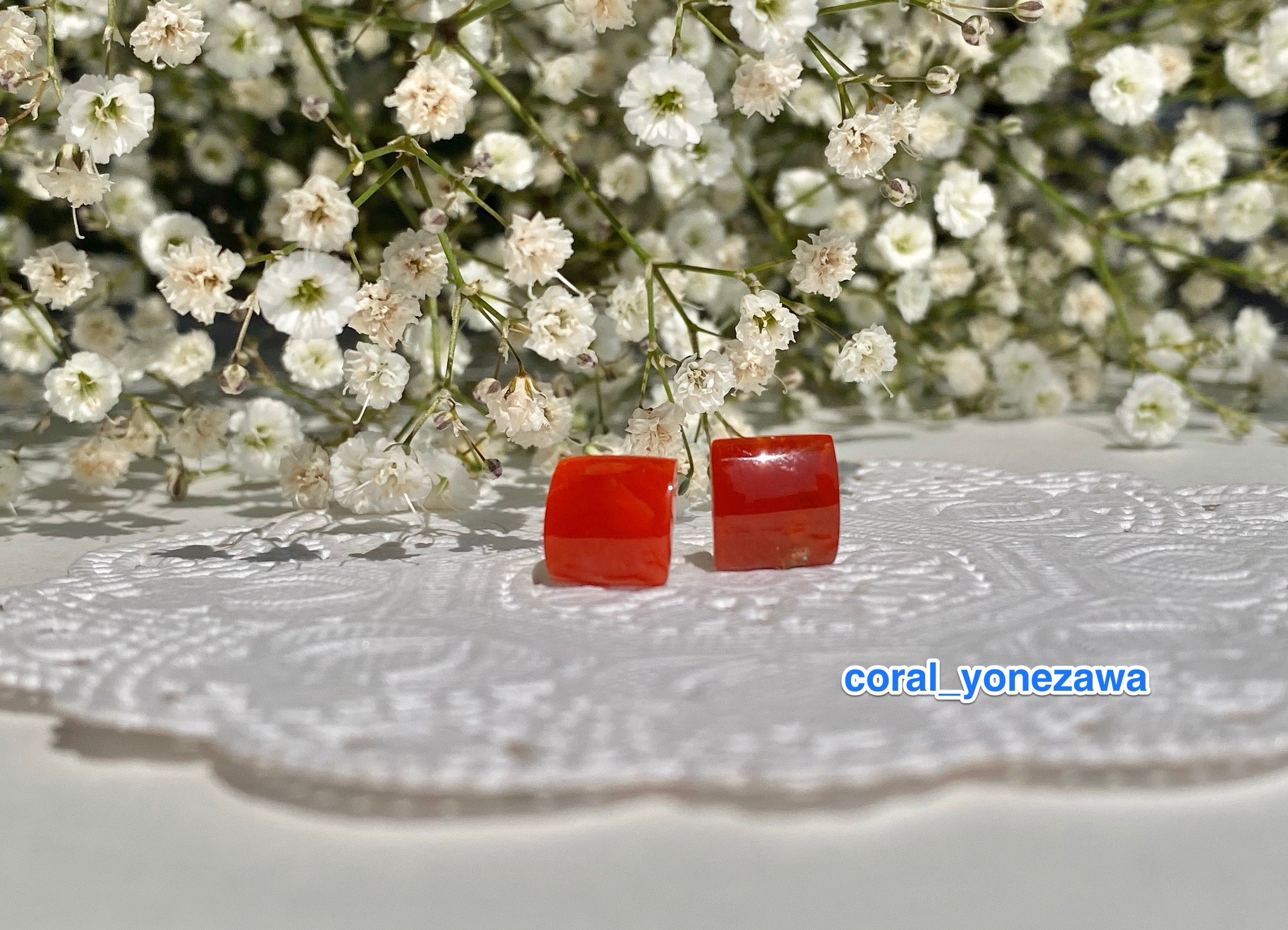 高知の深海からの贈り物・赤いピアス□◇◼︎スクエア