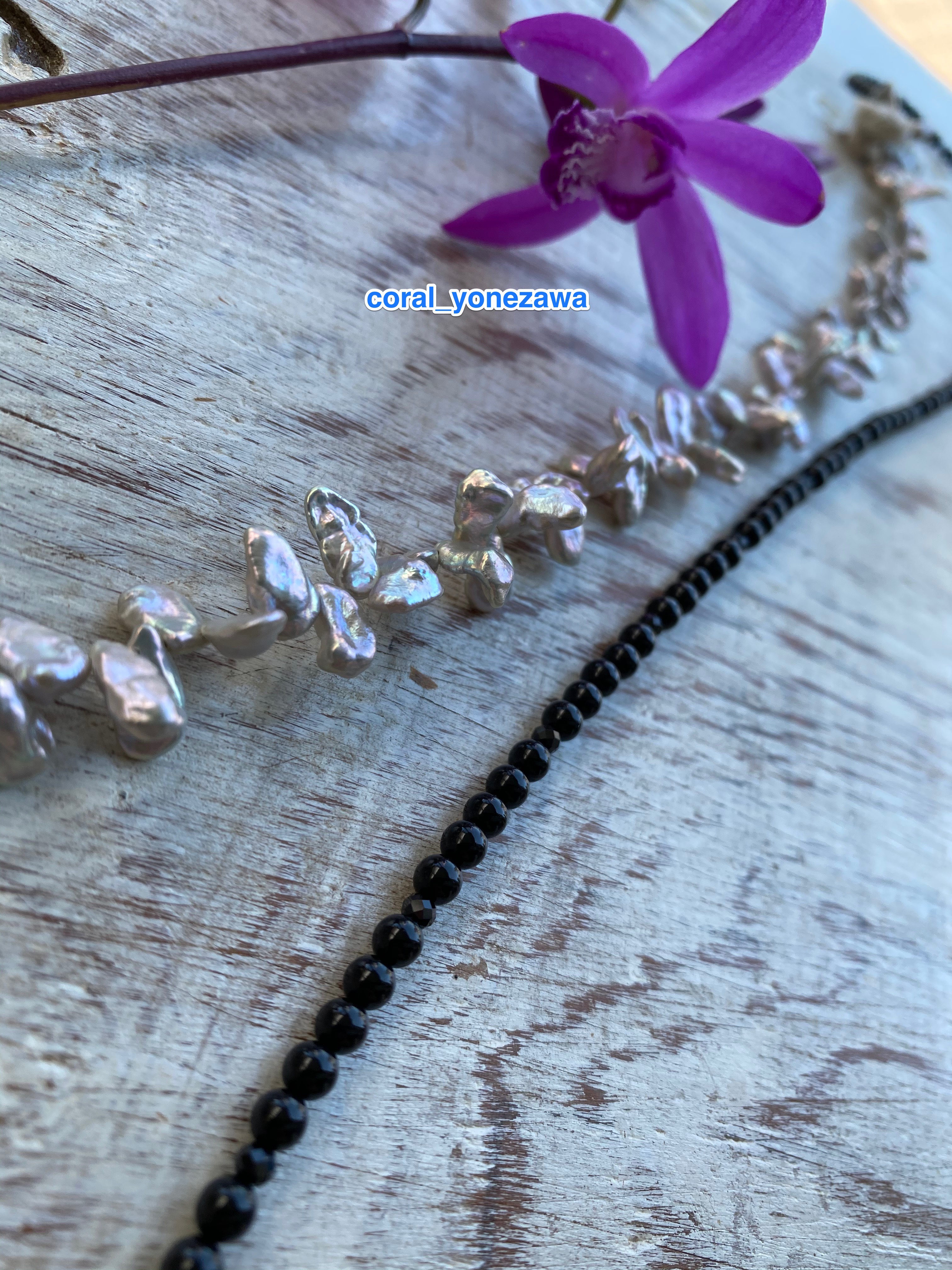 金属アレルギーさんに朗報・本物素材使用⭐︎オリジナルデザインラリエットネックレス⭐︎