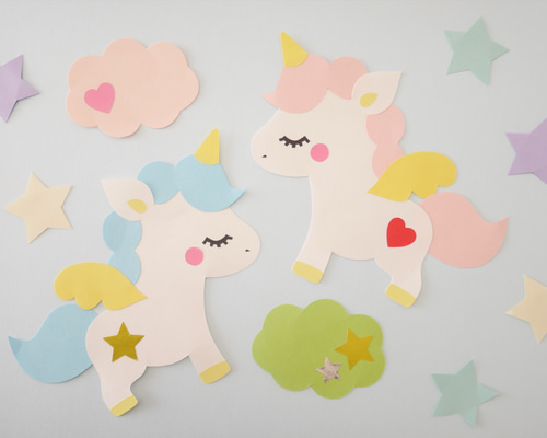 ゆめかわ♪ユニコーンのプチ壁面飾り 切り絵 yururi 通販 10630692