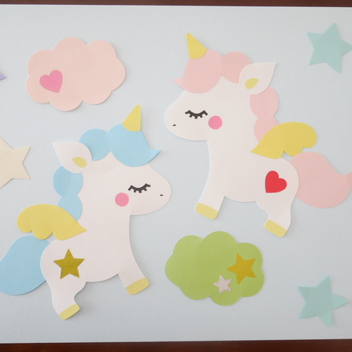 ゆめかわ♪ユニコーンのプチ壁面飾り 切り絵 yururi 通販 10630692