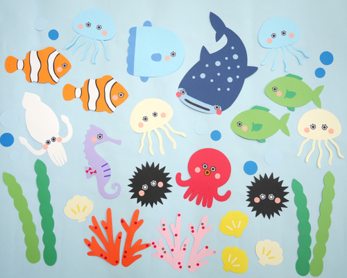 壁面飾り☆水族館☆海 切り絵 yururi 通販 11706046｜Creema(クリーマ