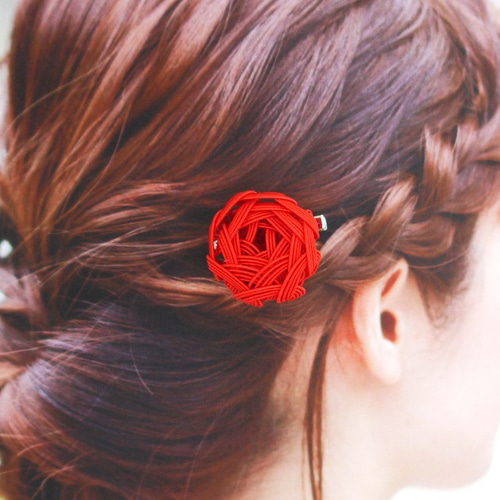 SALE】現品限り 水引 赤いバラのヘアアクセサリー ヘアクリップ 髪飾り