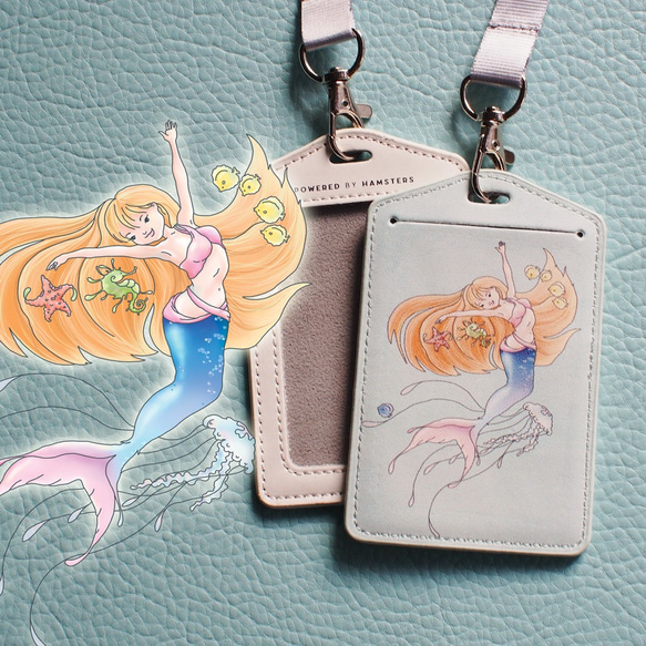 ネックストラップ付きパスケース, マーメイド人魚姫 1枚目の画像