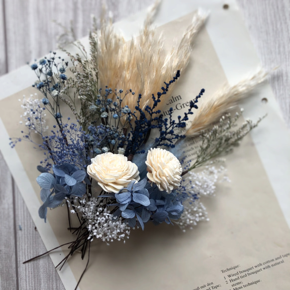 ヘッドドレス　ドライフラワー　結婚式　成人式 ラスト 優しい茜色のヘッドドレス ドライフラワー 結婚式 成人式
