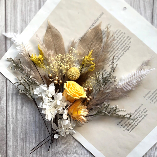 ヘッドドレス 〜ゴールド&イエロー〜 ウエディング/結婚式/成人式/卒業  