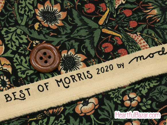 USAコットン moda BEST OF MORRIS FALL いちご泥棒 ブラック 3枚目の画像