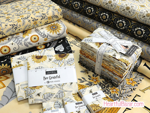 [再入荷]USAコットン(110×50) moda Bee Grateful ミツバチのダンス グレー 5枚目の画像