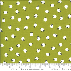 USAコットン(110×50) moda ON THE FARM ぽんぽん羊 グリーン 4枚目の画像