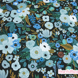 [再入荷]USAコットン(110×50) COTTON+STEEL Garden Party ガーデン ブルー 1枚目の画像