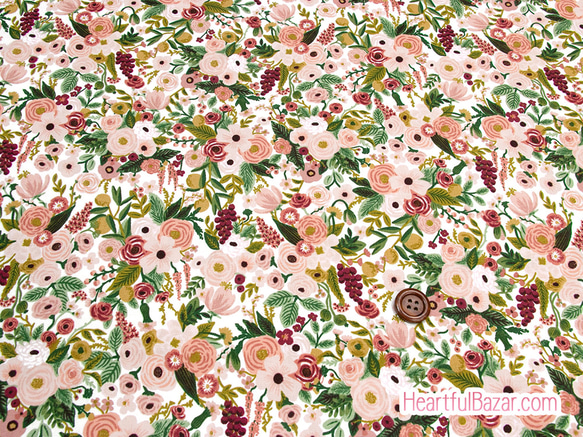 [再入荷]USAコットン(110×50) COTTON+STEEL Garden Party プチガーデン ローズ 1枚目の画像